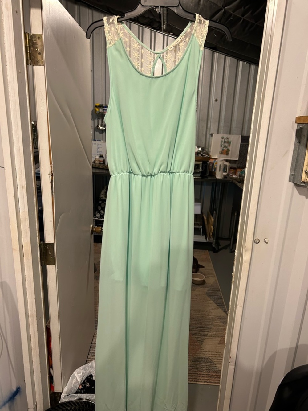Double Zero Mint Green Lace-Back Maxi Dress